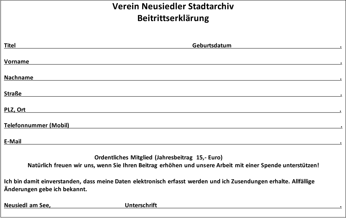 Bild der Beitrittserklärung